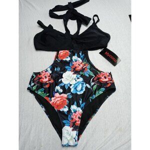 Mycoco Women One Piece Swimsuits Criss Cross Monokini Halter High Waist Bathin